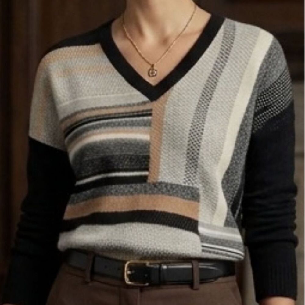 White + Warren 100% Cashmere Cashmere Geometric Sweater XS